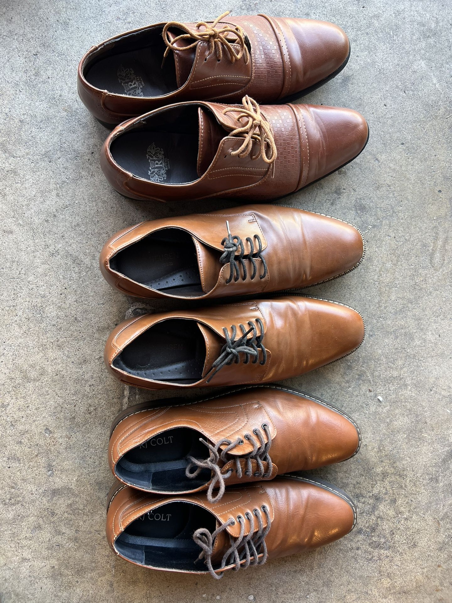 Three Pairs Of Brown Men’s Shoes.