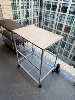 3-Tier Rolling Kitchen Cart | Microwave Stand | Coffee Bar Cart | Utility Storage Cart