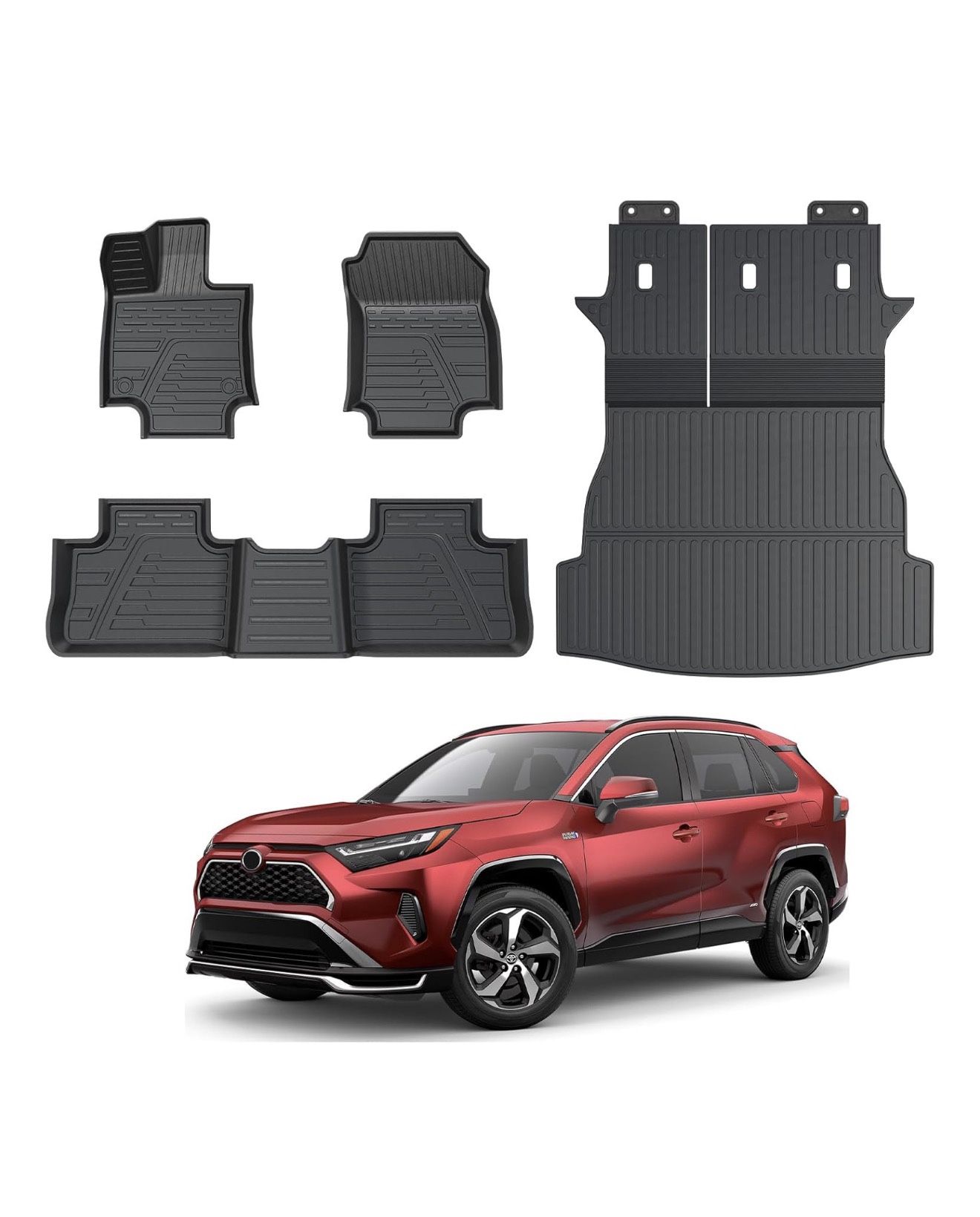 Floor Mats Set Cargo Liner with Backrest Cover for 2019-2025 Toyota RAV4(Include Hybrid), All Weather TPE Full Mat Set for RAV4 Accessories 19-25|for 