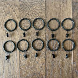 Ikea Gon Black Curtain Rings With Clips And Hooks 2” Diameter