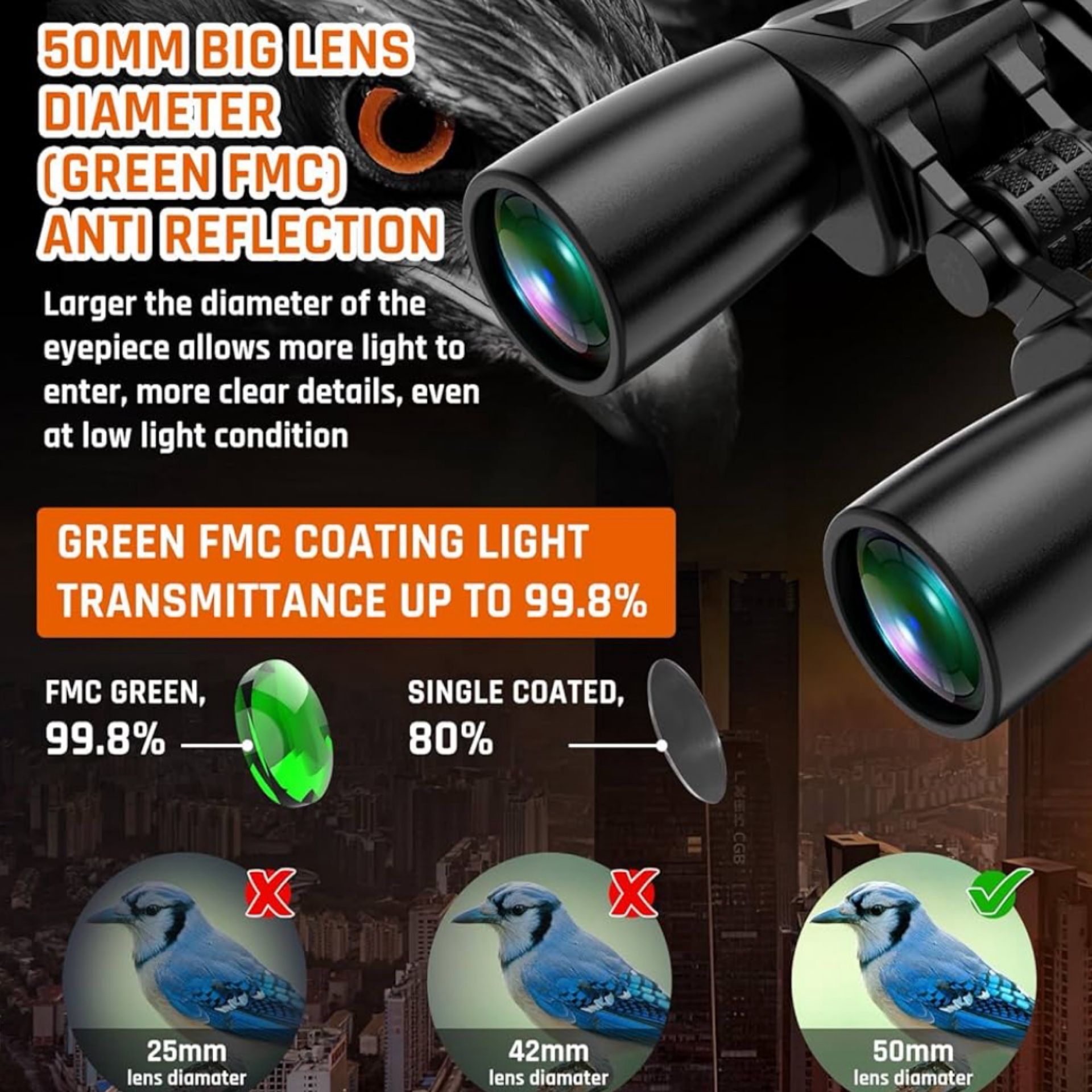 New 10 30x50 Zoom Binoculars for Adults, High Powered Military