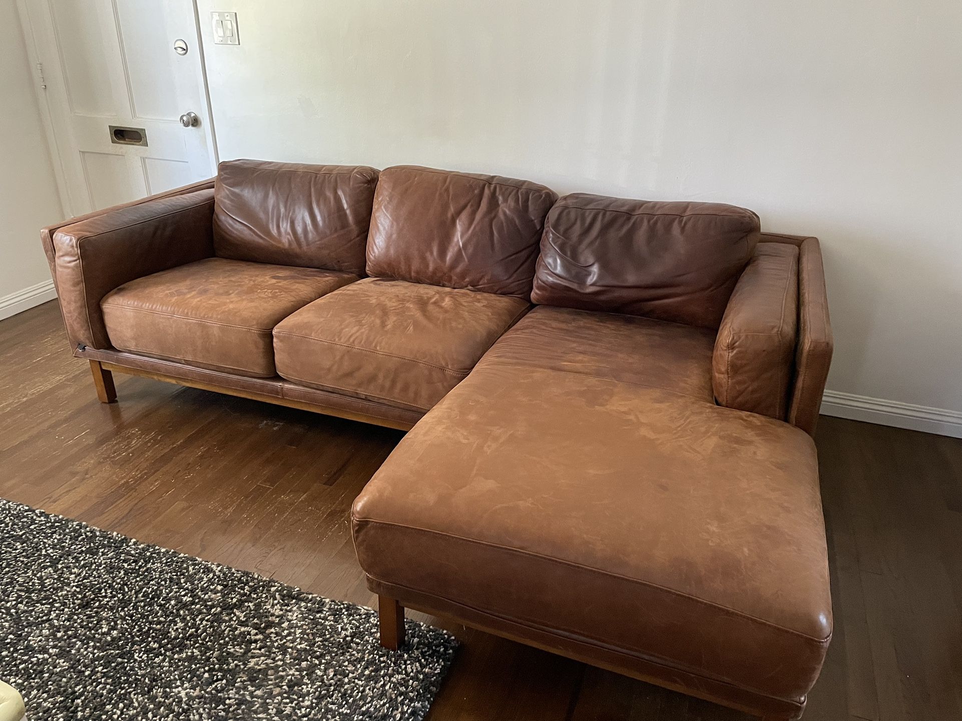 West Elm Brown Leather Sofa | HIGHLY DISCOUNTED