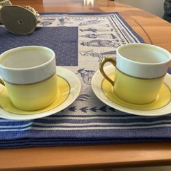 Vintage rare porcelain demitasse cup and saucer set of 2 produced by Vista Alegre, Portugal 