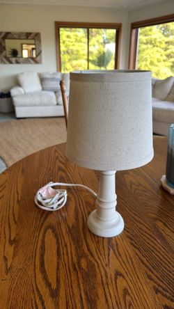 Wood and. Linen lamp