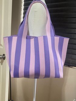 Purple and Pink Striped Tote Bag