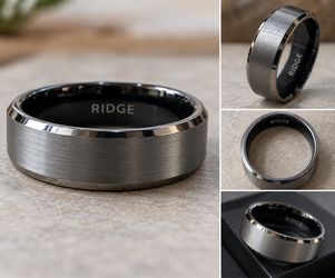 RIDGE Gunmetal Ring – Excellent Condition  Stylish, durable, and heavyweight ring. Made from tungsten carbide. Excellent condition with no major scrat