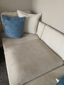 Cream Corduroy 2 Piece Sectional Sofa