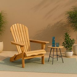 Folding Adirondack Chair Outdoor Wooden Accent Furniture Fire Pit Lounge Chairs for Yard, Garden, Patio w/ 350lb Loungers