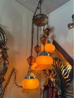 Vintage amber hanging lights
