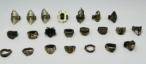 Custom jewelry stretchy band rings in brass