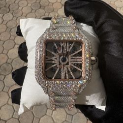 Moissanite Watch Two Tone Rose Gold Skeleton VVS1 | Custom