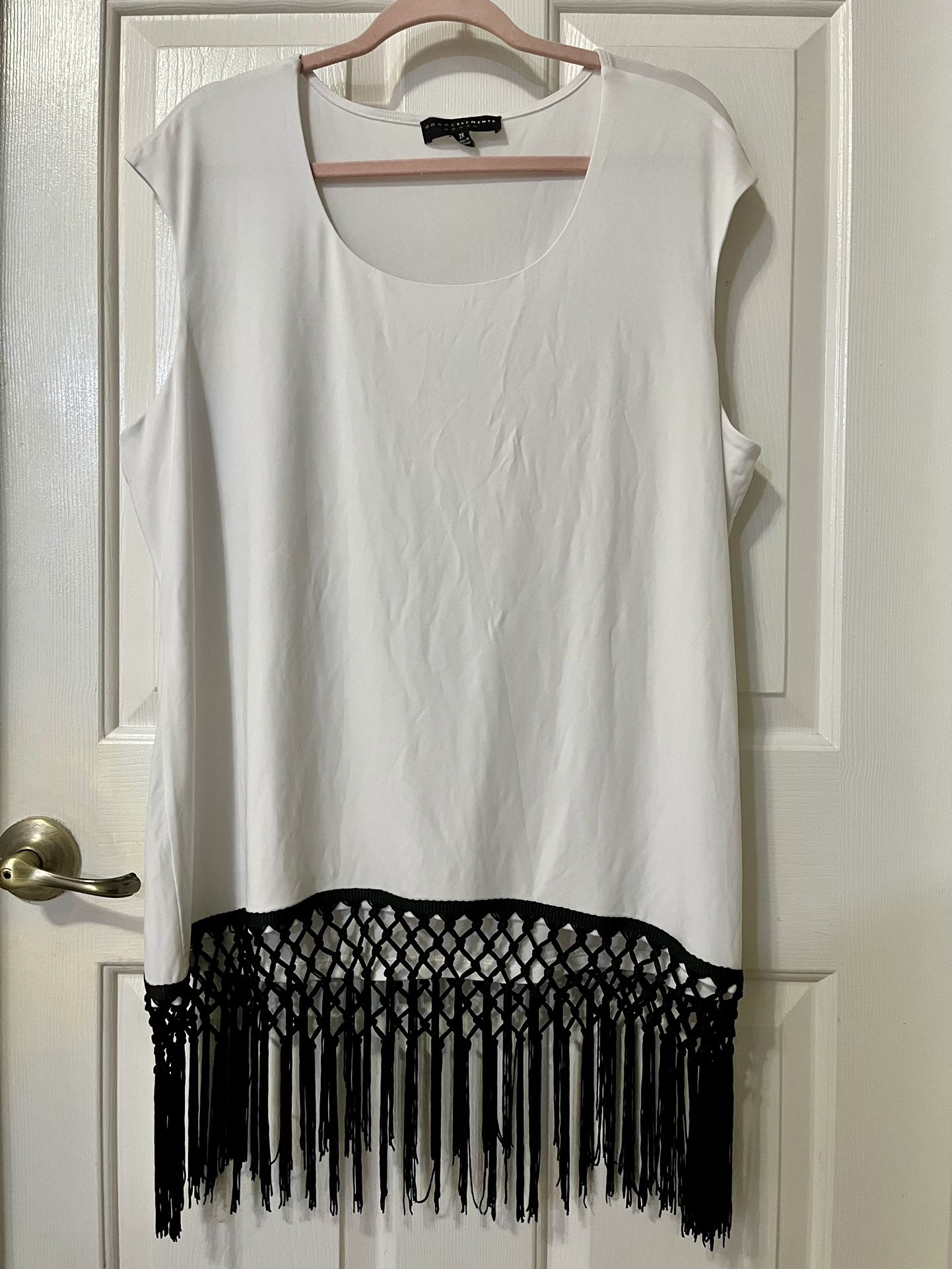 2X Grace Elements Woman Tunic Top w/Fringed Bottom