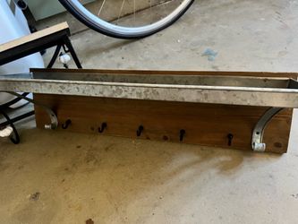 Rustic Wood and Metal Wall Shelves with Hooks