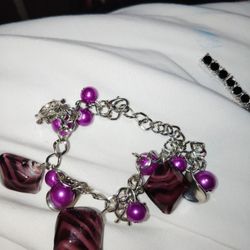 Silver & Purple Charm Bracelet
