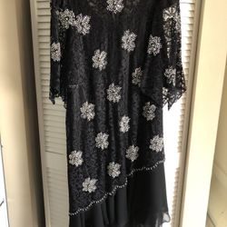 DESIGNER CUSTOM MADE LACE , SEQUIN & SILK COCKTAIL DRESS