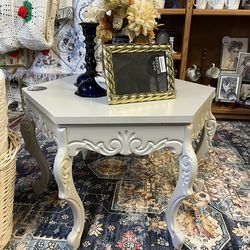 Cream Refinished Hexagon Coffee Table
