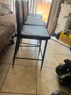 Black Quilted Bar Stools Set of 4
