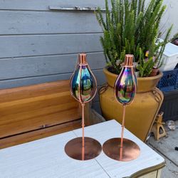 2 beautiful Hand Blown Glass Oil Candles.
