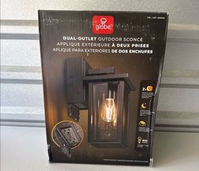 Globe Electric 14" Matte Black Outdoor Wall Light with GFCI Outlet
