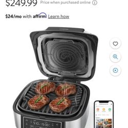 Cosori New Indoor Grill, Smart XL Air Fryer Combo Aeroblaze, 8-in-1, 6 Quart Voice Control, Black