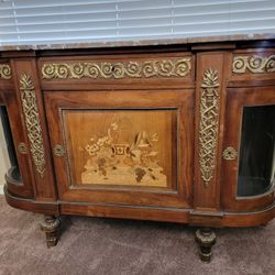 Antique Louis XVI style buffet, sideboard, credenza with marble top