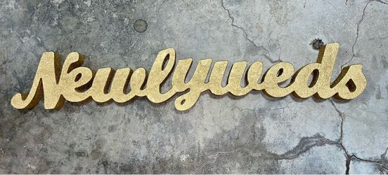 Gold Glitter Newlyweds Sign