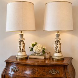 2 rococo Renaissance style lamp lamps vintage home decor decoration