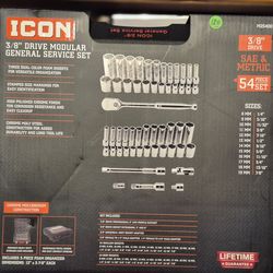 ICON 3/8 in. Drive SAE and Metric  54-Piece  Socket Set