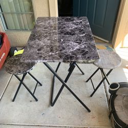 Barely Used Small Table With Two Stools 