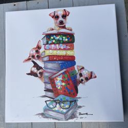 Bright Cheery Chihuahua Book Painting Wall Decor 