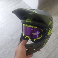 LEATT 4.0 mountain Bike Fullface Helmet And Goggles 