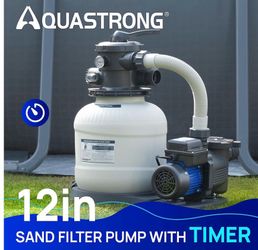 AQUASTRONG Above Ground Pool Sand Filter Pump with Timer, 1/2 HP Above Ground Pool Pumps 2500 GPH for Pools up to 9000 GAL, 12-inch Pool Sand Filter w