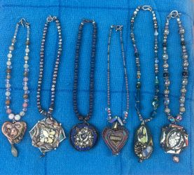 Lot of 6 Ann Christensen Newport Studio Art Statement Necklaces MINT Unused