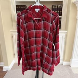 J. Jill red plaid button-down tunic