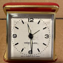 Vintage 70s 80s Westclox Travel Alarm Red Case Folding Analog