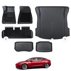 Tesla Model 3 Floor Mats Set All Weather Waterproof TPE Floor Mat Removable Anti-Slip Carpet Interior Liners Front Rear Cargo Liner Model 3 Accessorie