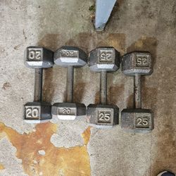 90lbs Of Metal Hex Dumbbells 