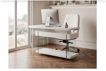 Desk - Fold White L-Shaped
