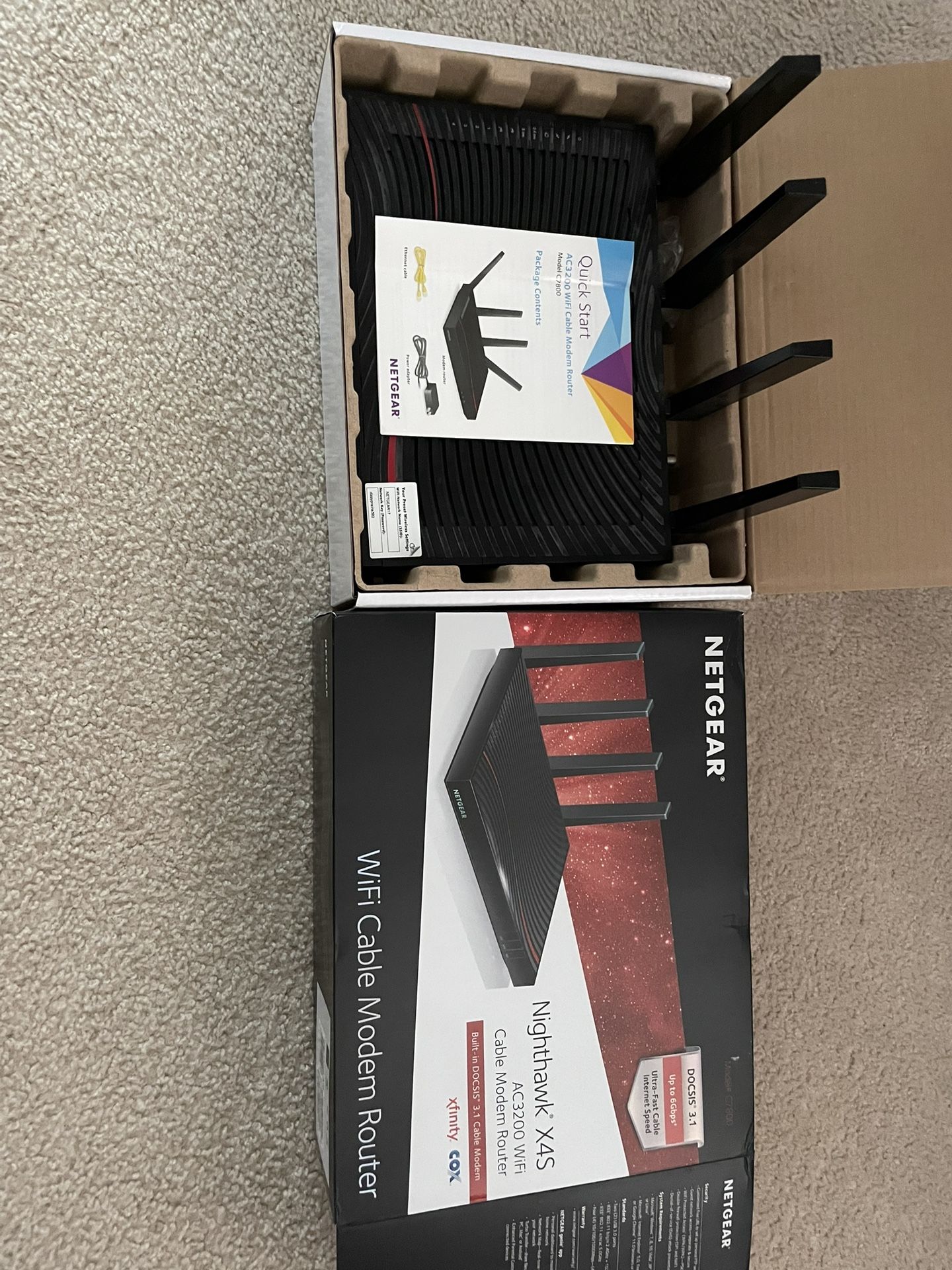 Nighthawk X4S AC3200 WiFi Cable Modem Router Model# C7800