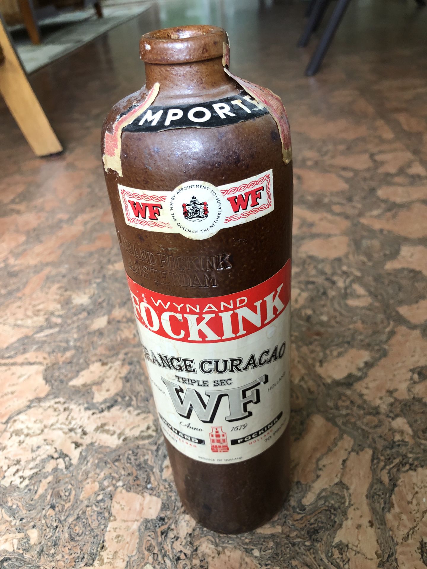 Antique Wynand Fockink Orange Curaçao Bottle.