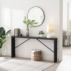 Console Table, 70.9" Long Sofa Table Behind Couch, Narrow Entryway Table, Farmhouse Dining Table with Angled Metal Frame