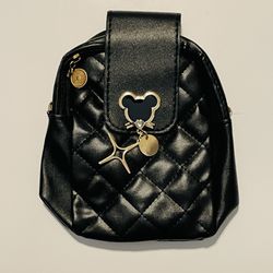 Mouse Crossbody Bag Women Cell Phone Purse Black Faux Leather Small Handbag