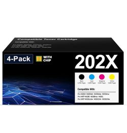 202X Toner Cartridge Compatible for HP CF500X 202A M281fdw M254dw 4-Pack with chip