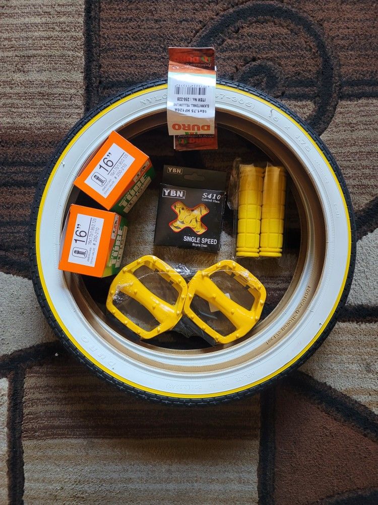Bicycle Bmx Jr Parts Bundle 16" Yellow Brick Pattern