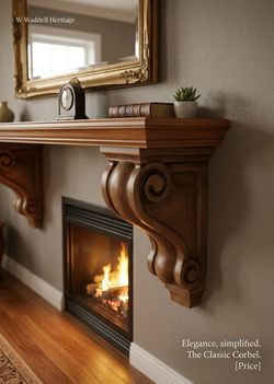 The Aris Architectural Corbel Pair | Decorative Faux-Wood Shelf Bracket & Mantel Support | Antique Bronze Finish | Approx. 12" H x 5" W