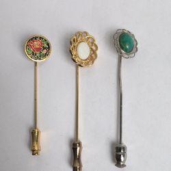 3 GOLD SILVER TONE STICK PIN BROOCH LOTS