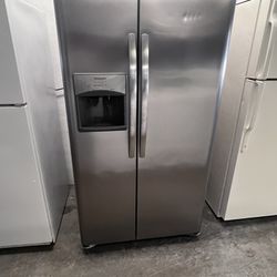Stainless Steel Side By Side Refrigerator 36” Wide Used 