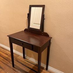 Wood Vanity With Mirror