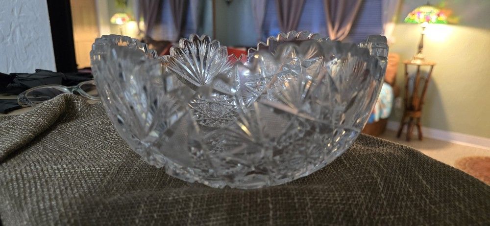 RARE ANTIQUE! Hawkes American Brilliant Cut Crystal 8" Bowl, Brunswick Pattern, Collector’s Find, 1(contact info removed)