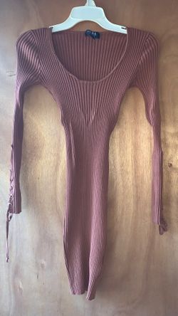 Brown bandage sweater dress